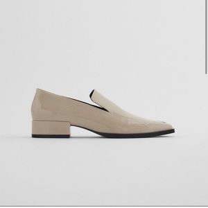 Zara square toe loafers gently worn taupe grey